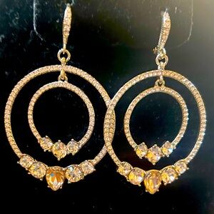 Givenchy goldtone champagne crystal orbital earrings
